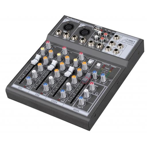 Audio2000s AMX7303- Professional Four-Channel Audio Mixer with USB and DSP Processor
