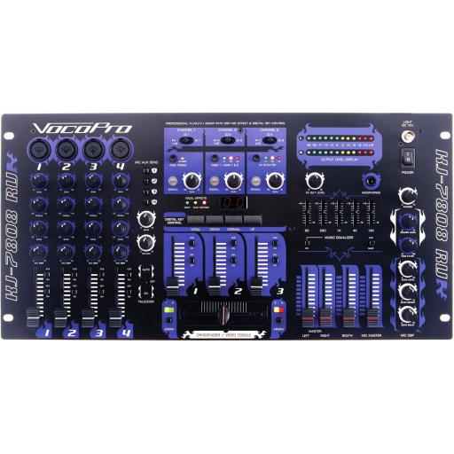 VOCOPRO KJ-7808 RV Professional KJ/DJ/VJ Mixer with DSP Mic Effect and Digital Key Control