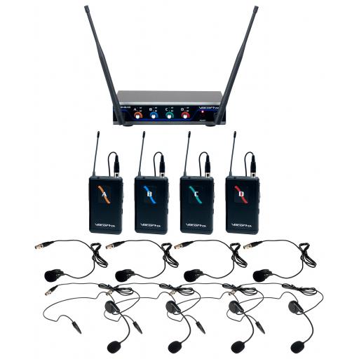 Vocopro Digital-Quad-B Four Channel UHF Digital Wireless Headset & Lapel Microphone