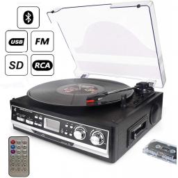Turntable Cassette 7 In 1 Dl With Remote Control Bluetooth Radio Cassette Player Usb Sd And Encoding 3 Speed 33 45 78 Vinyl Turntable Record