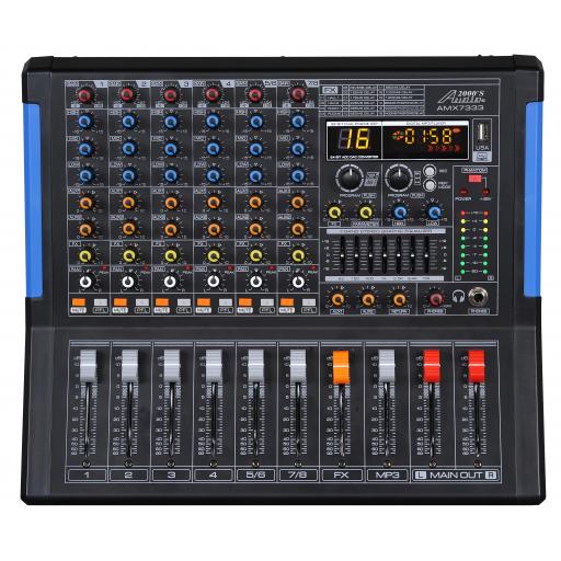 AUDIO2000S AMX7332- Professional Eight-Channel Audio Mixer with USB Interface, Bluetooth, and DSP