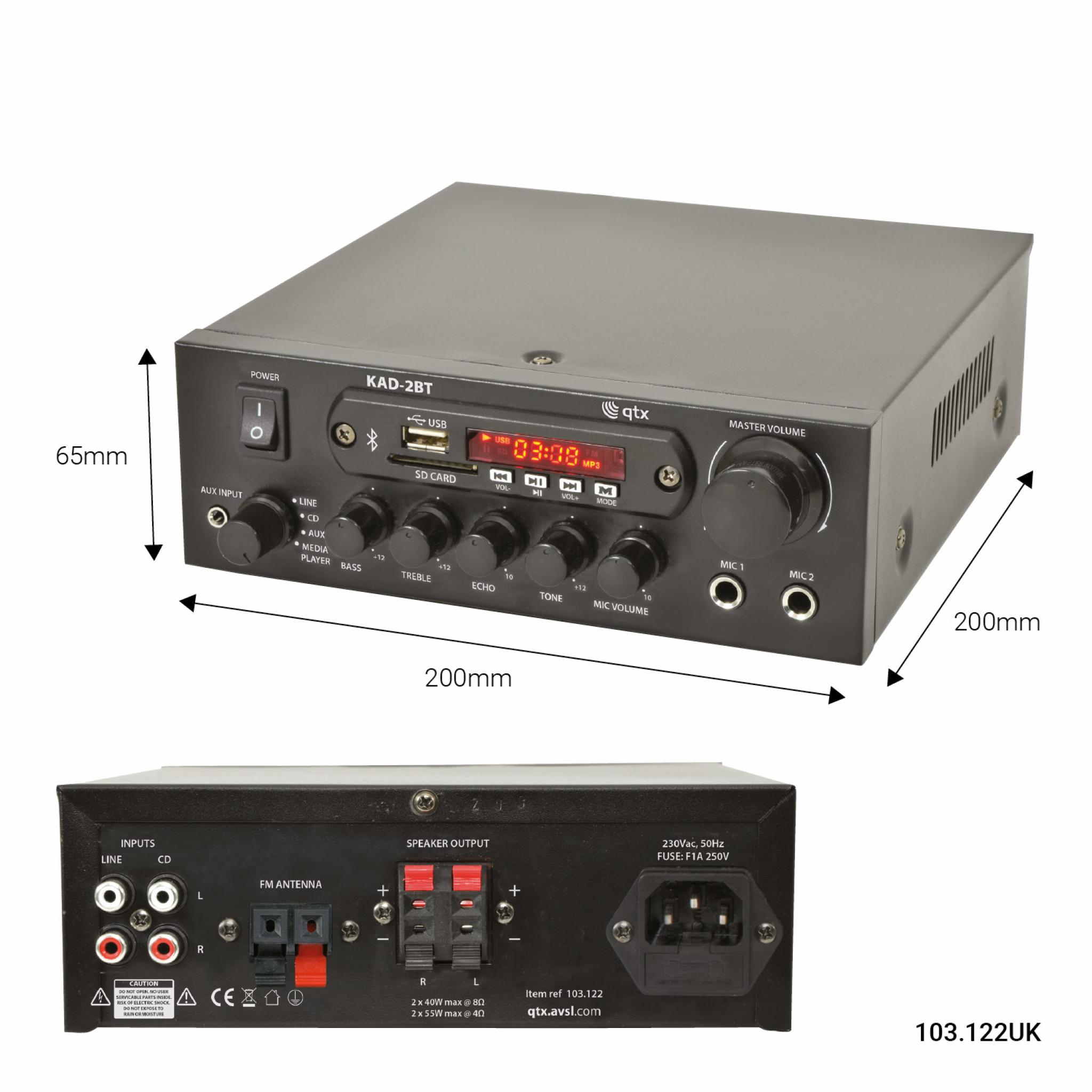 QTX Karaoke Digital Stereo Amplifier with Bluetooth