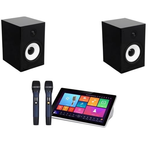 Karaoke uk All-in-one 18.5" touch screen karaoke machine with built in wireless microphones + Madboy speaker system