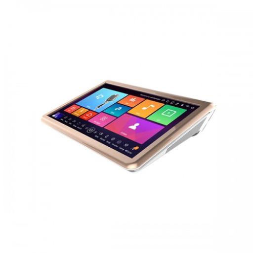 KARAOKE UK 19.5” TOUCHSCREEN KARAOKE SYSTEM & TWIN WIRELESS MICROPHONE SYSTEM (built in amplifier)